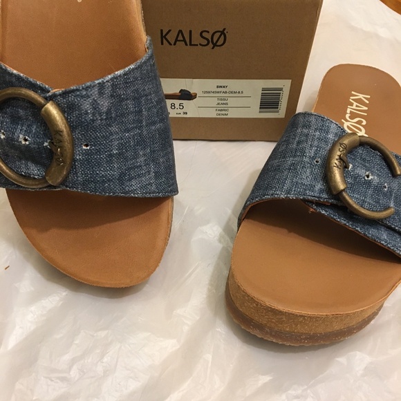 NWT Kalso Earth Blue Slides Sandals - Picture 2 of 7